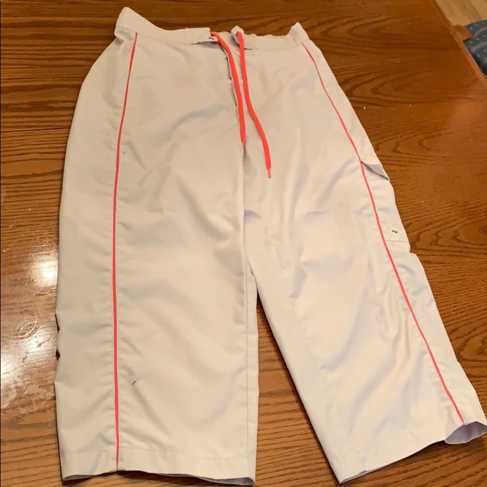 bcg size M 3/4 length jogger pants. Pink and tan.